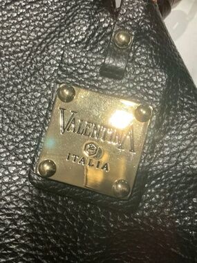 VALENTINA ITALIA Womens  Shoulder Bag Black Brown Leather MADE IN ITALY